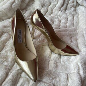 Jimmy Choo Romy 105mm Liquid Mirror Leather Gold